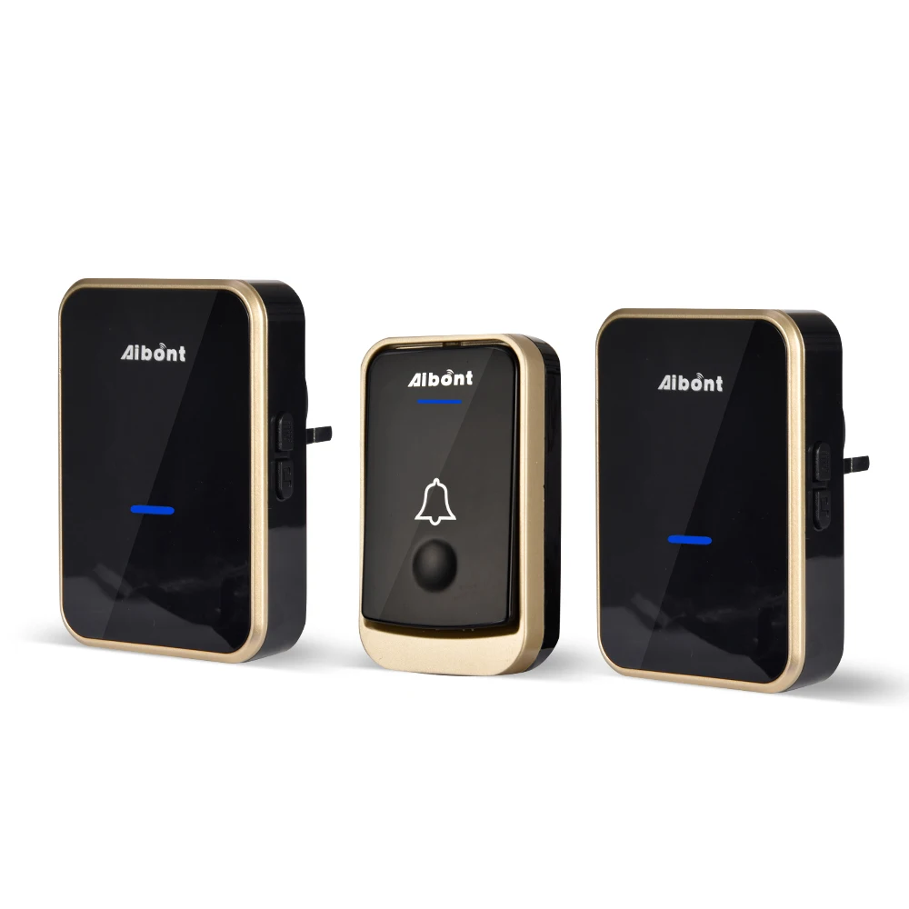 Aiben Wireless Doorbell Model Q193 Black Gold House Wireless Doorbell Waterproof Door Bell Kit For Home Office Classroom