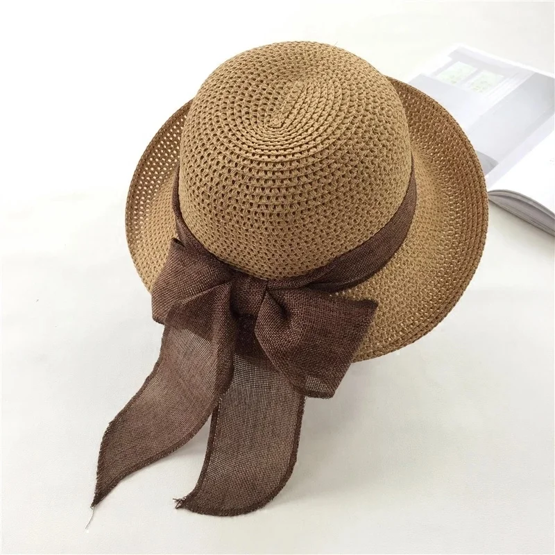 Wholesale High Quality Sun Protection Beautiful Kid Paper Straw Cowboy Beach Hat With Flowers Decoration