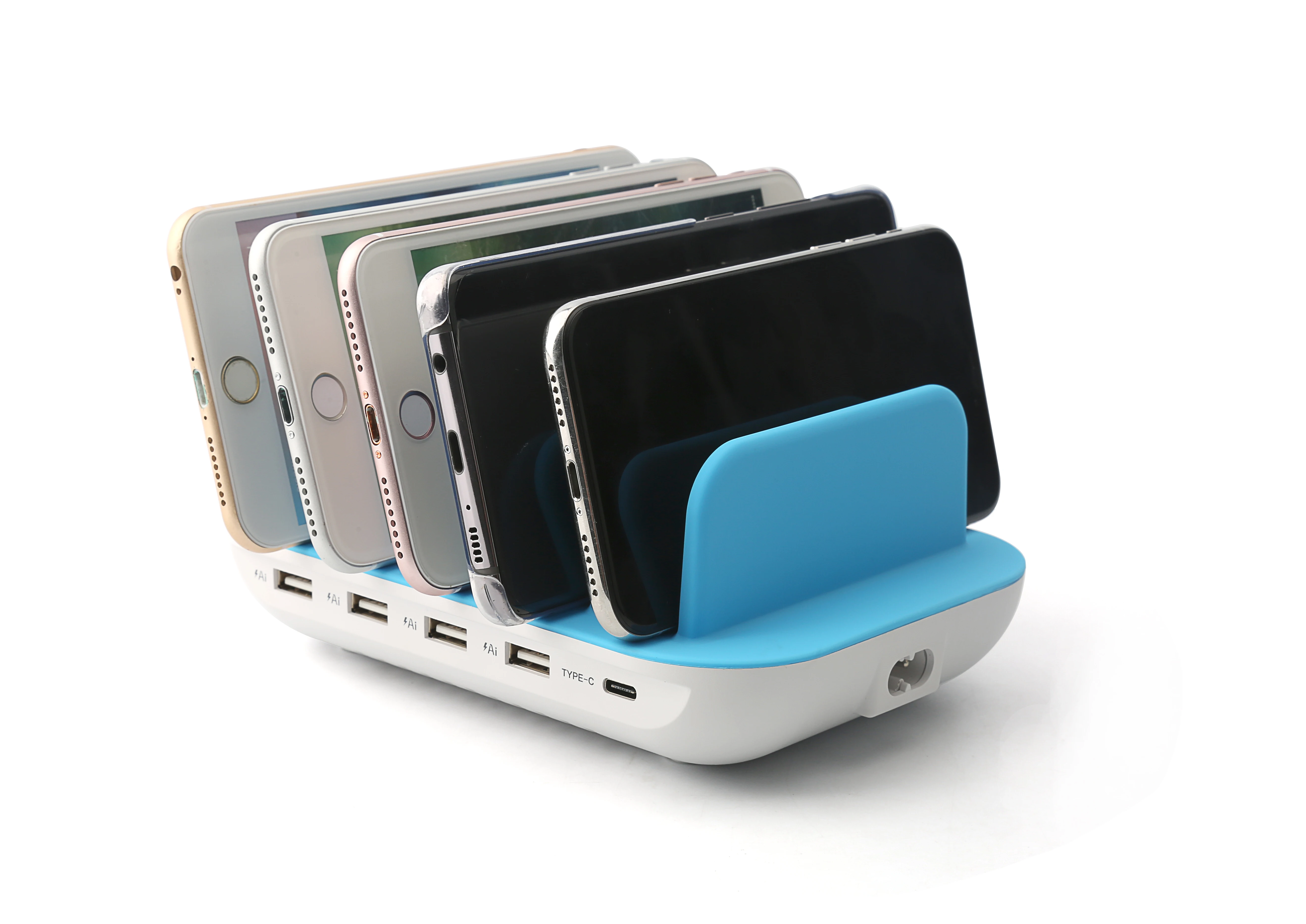 
50W 5-Port USB Charging Station Organizer for Multiple Devices, Fast Charging Station with ETL FCC CE Certification 