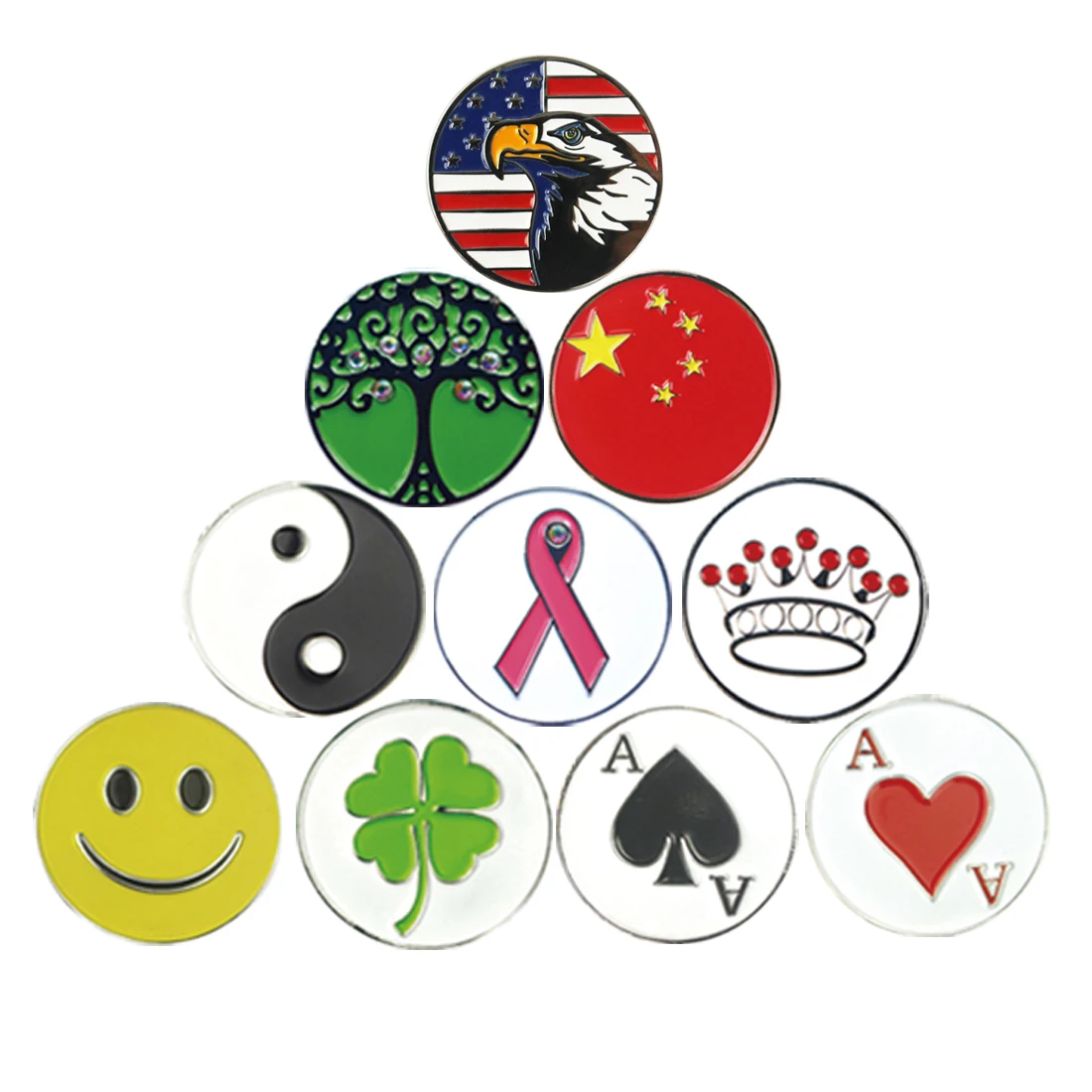 Soft enamel yellow smiley face golf ball marker