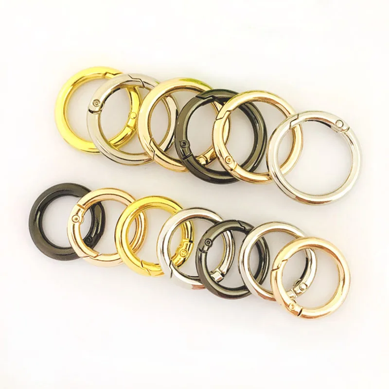 Оптовая продажа, регулируемые цветные кольца-пряжки для сумок, металлические Пружинные уплотнительные кольца, готовые к отправке