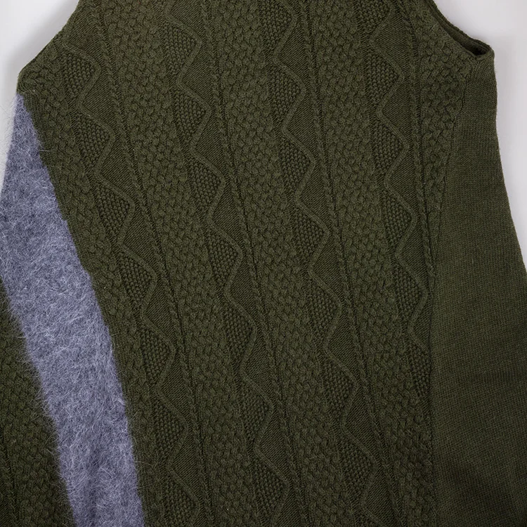 2021 fashion green color high neck yak wool kness-Length women dress sleeveless winter dress for women