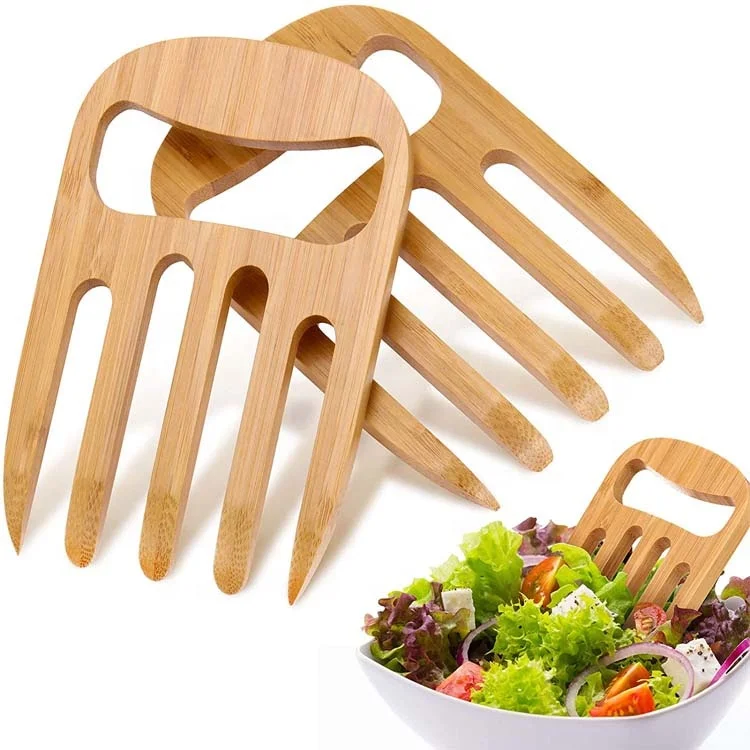 2 Pieces Eco-Friendly Nature Wooden Salad Bowl With Salad Serving Servers