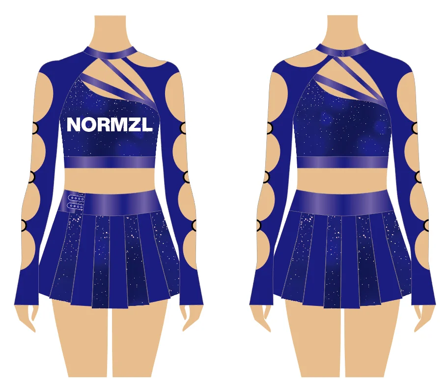 Heat-transfer Printing Cheer Uniforms Girls Cheerleader Costume Uniform Custom AB Rhinestone Cheerleading Uniforms