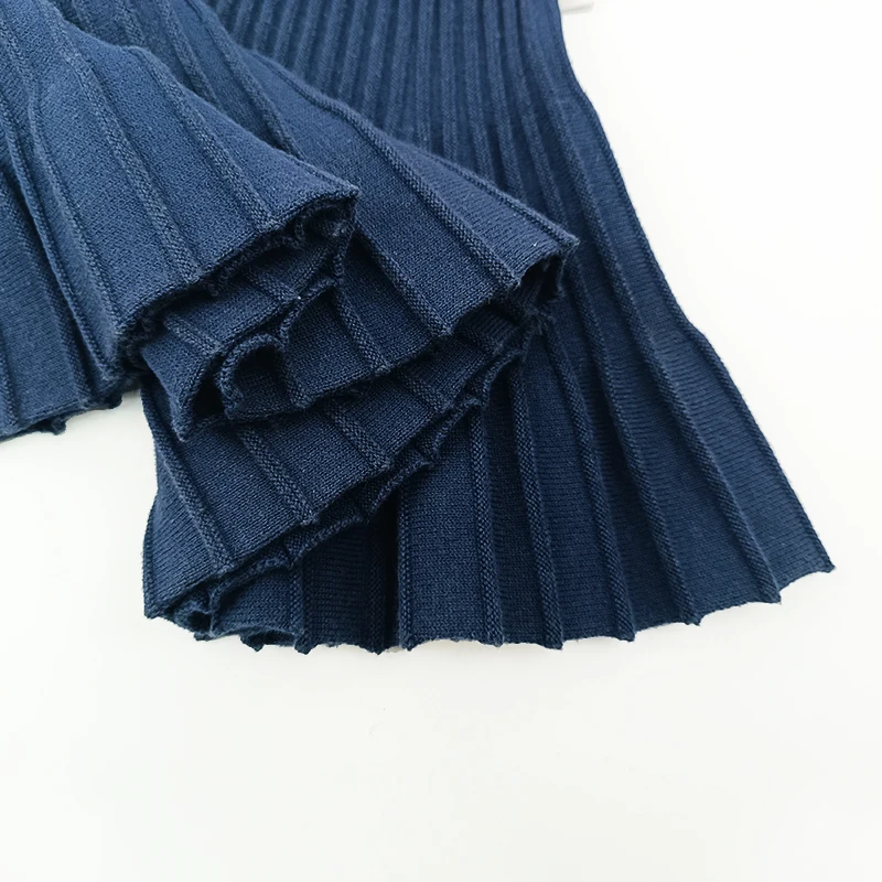 Pinuotu Baby Knitted Skirt Navy Blue Custom Pure Cotton Dress Skirts Toddler Girl Clothing Kids Pleated Short Skirt