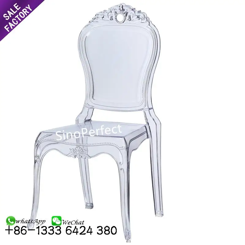 Foshan factory price clear napoleon chairs stacking resin transparent castle chair