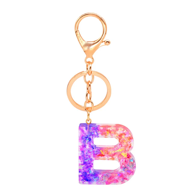 Cute Acrylic Keychains 26 English Letter Pendant Key Chain Ring Charm Glitter Keyring Bag Gift Luxury Couple Jewelry