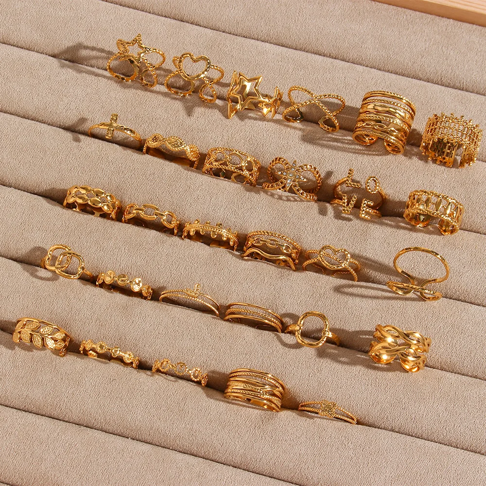 fashion  hot selling hollow ring jewelry  design stainless steel woven opening ring