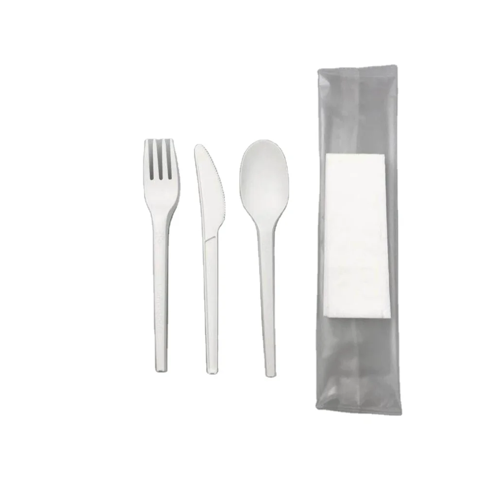 Buffet utensils catering cutlery 100% biodegradable spoon fork knife set pla pouch