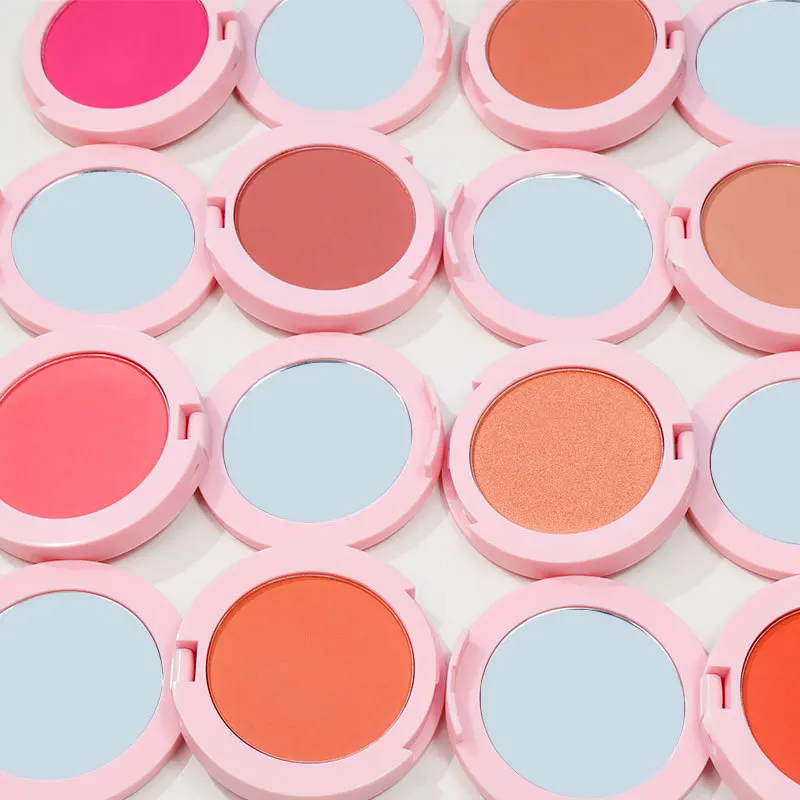Logo Printing Pink Package Pressed Powder Matte Blush Single Private Label Compact Blusher
