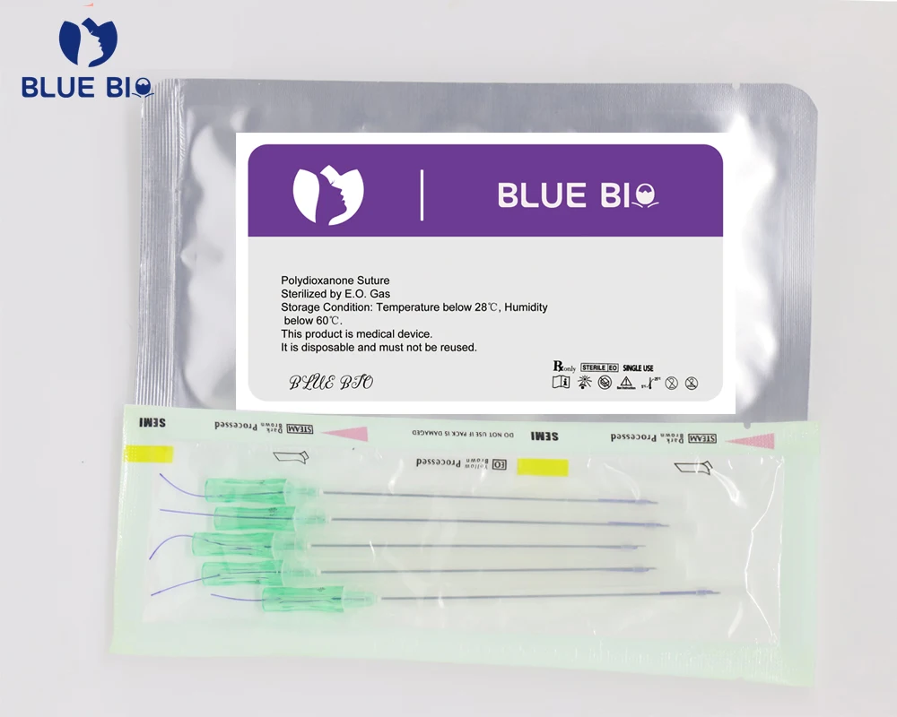 Blue bio nose threads lifting cog thread 19g 38mm nose shaping long lasting tension protein pdo threads