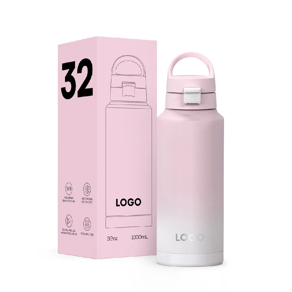 creative design bpa free water bottle  sport stainless steel flasks vacuum thermos with lid straw