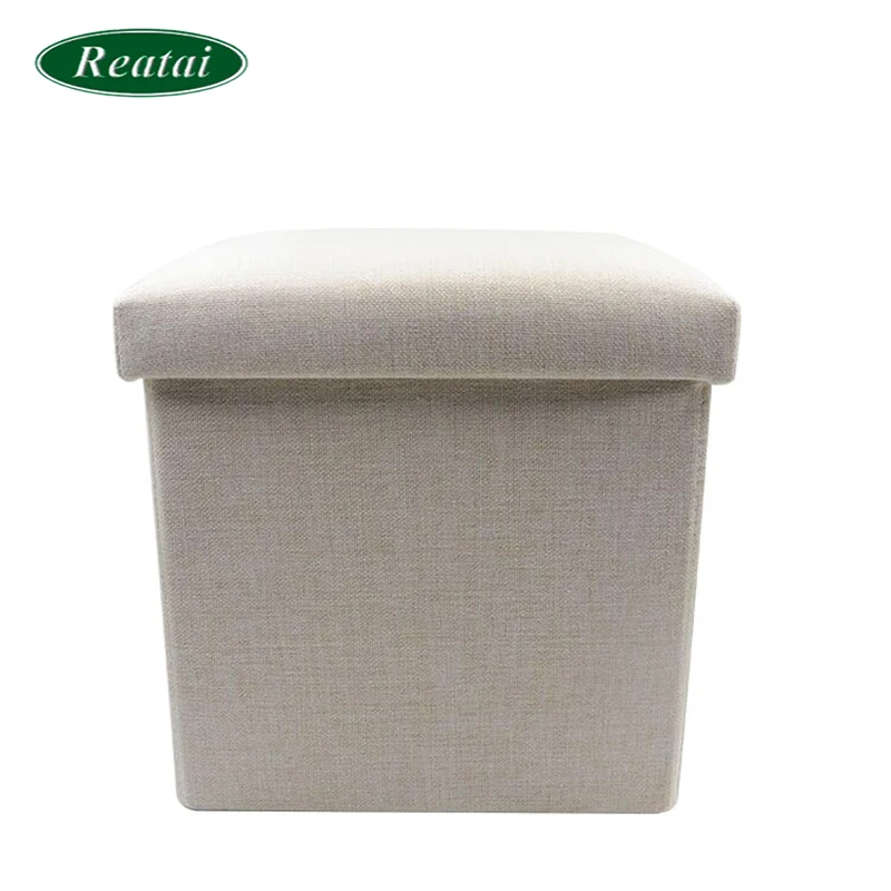 Reatai furniture manufacturer printed velvet Fabric Ottoman storage box