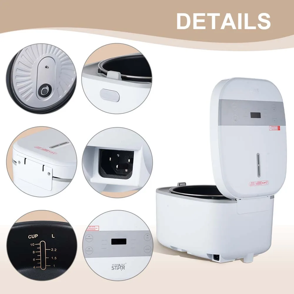 WINNING STAR ST-9375 5L Portable Low-Sugar Cooker LED Touch Panel Multi-functional Smart Rice Cooker with 8Functions