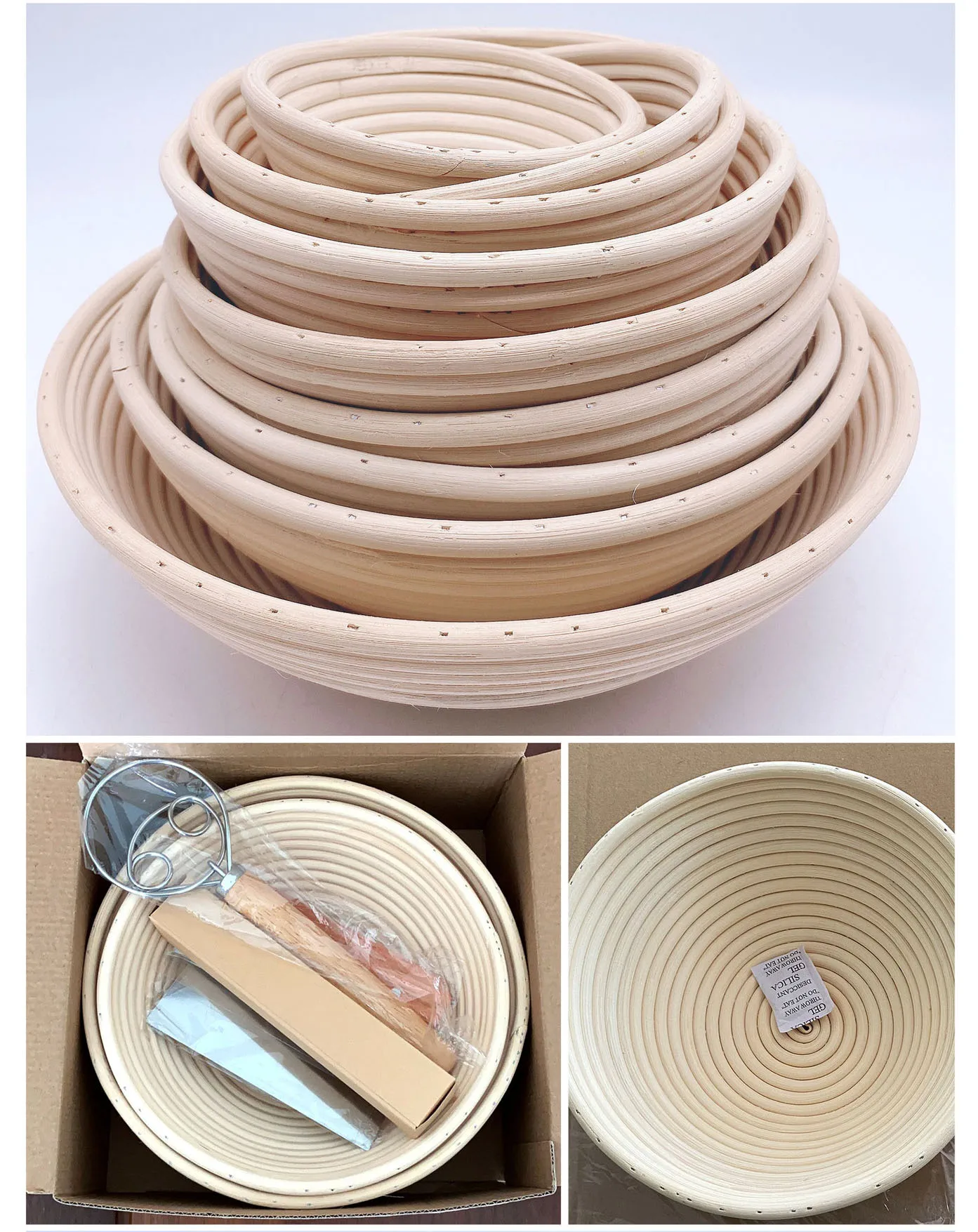 Bread Proofing Basket Set 10 Inch Oval 9 Inch Round Sourdough Supplies with Accessories and  Bread Sling
