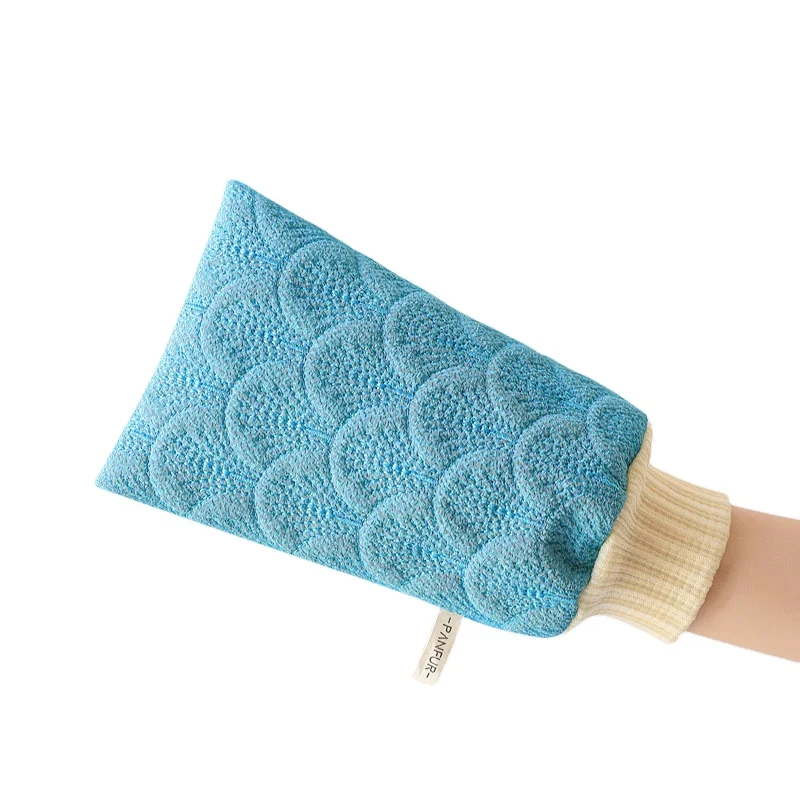 Wholesale Hot Selling Double-sided Use Mermaid Scale Embroidery Bath Mitts Viscose Shower Glove