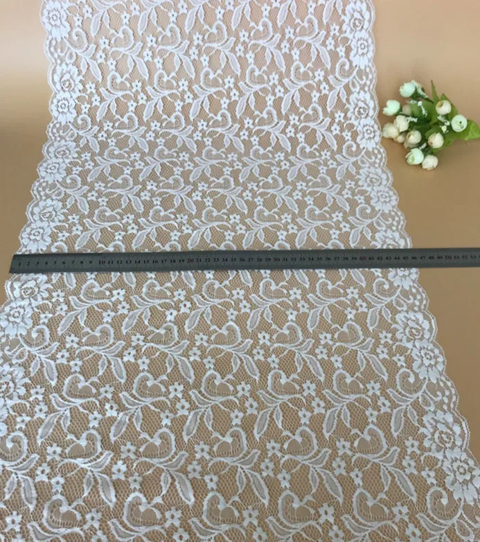manufacturers supply 45cm wide warp knitted white lace  underwear clothing accessories DIY wedding dress stretch lace