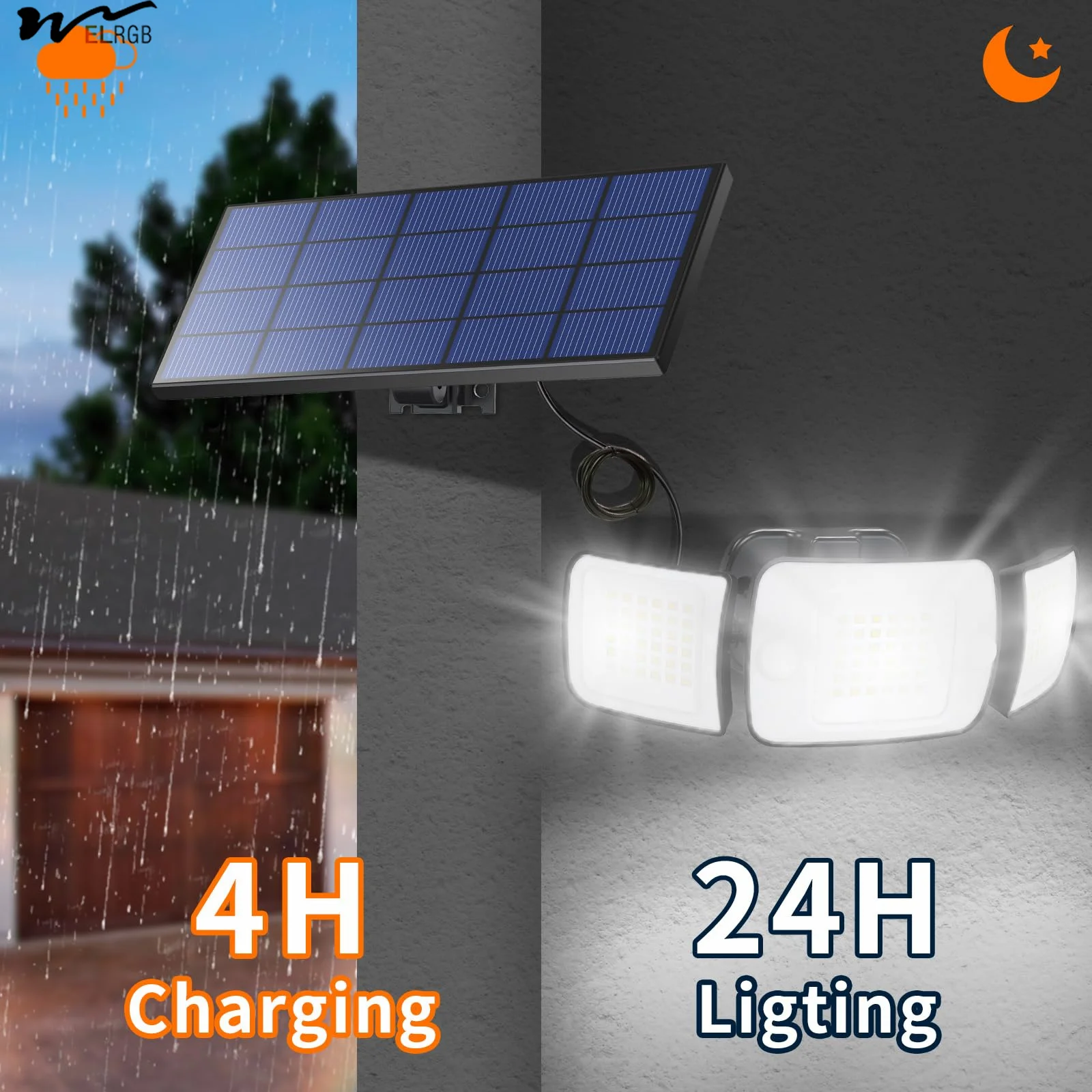 Solar Lights Outdoor 3 Head Solar Motion Sensor Lights for Outside, IP65 Waterproof Security Flood Lights Outdoor Lamp