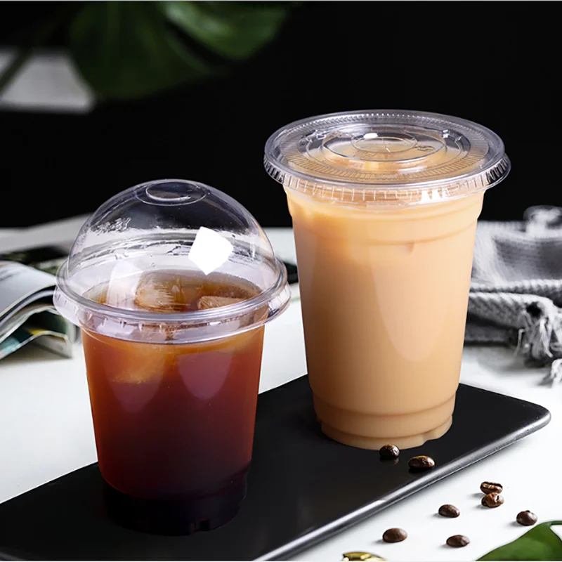 Cold Cup Plastic 24oz Customized Logo Pet Beverage ice coffee cup with strawless lid