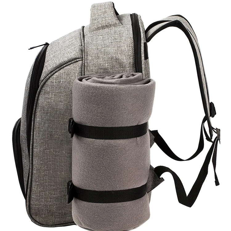 Custom Cooler Compartment Wine Bag insulated Picnic set multifunction 4 person picnic backpacks bags with Blanket