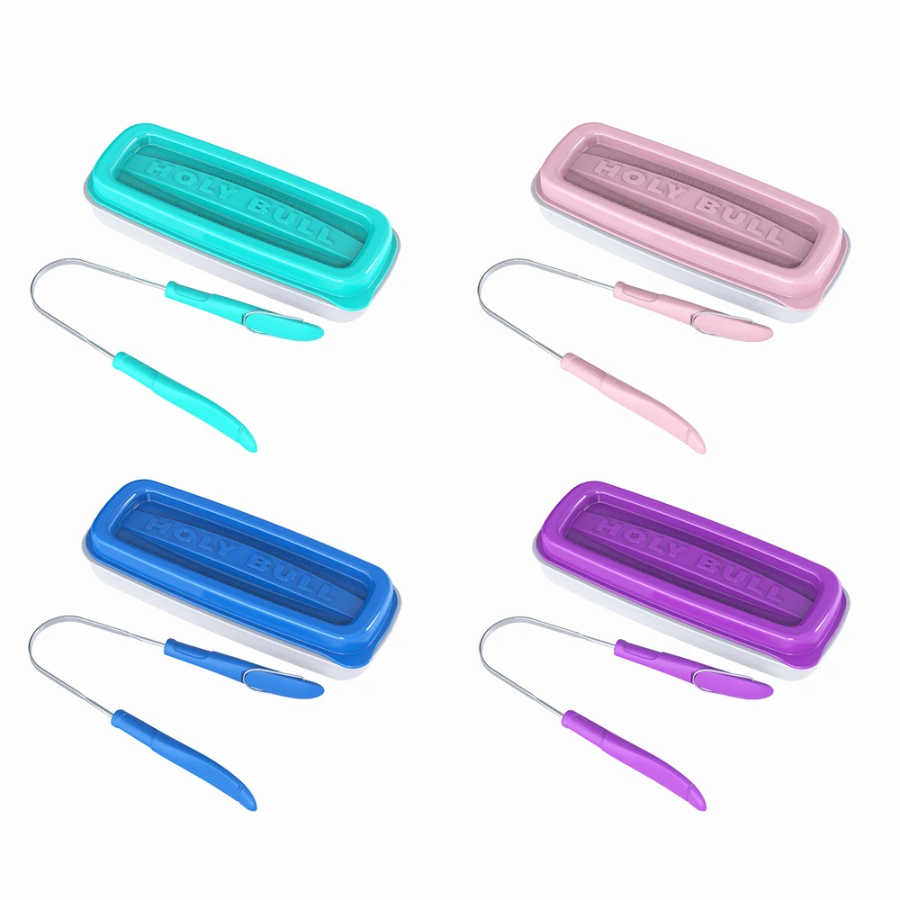 Tongue Scraper Cleaner 2 Pack,100% Stainless Steel Tongue Cleaner Tool with Travel Case