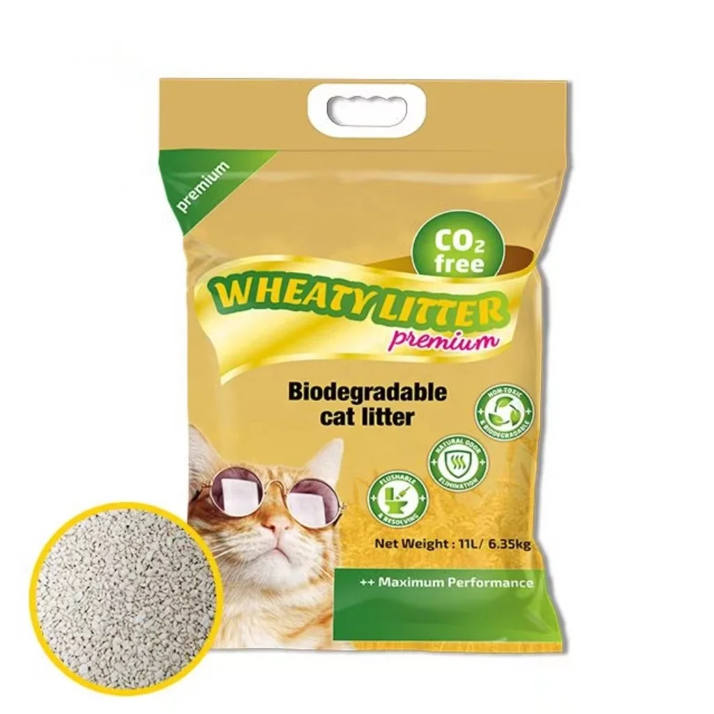 Flushable Wholesale Sale Wheaty cat litter water-absorbent Kitty organic buy Arena de gato cat litter