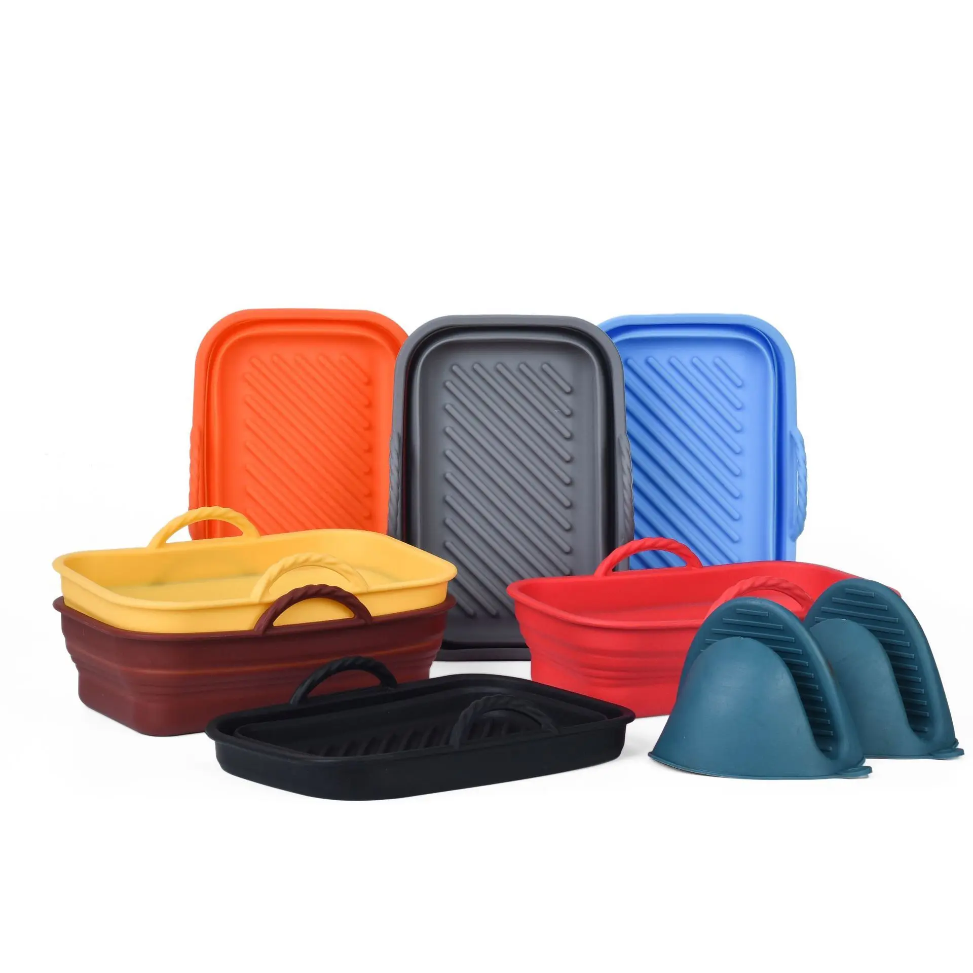 Thickened foldable air fryer silicone baking pan mat anti-hot fryer pan air fryer silicone mat