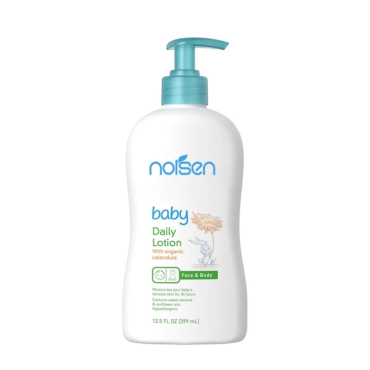 OEM baby daily lotion with organic calendula for face and body contains sweet almond and sunflower oils hypoallergenic