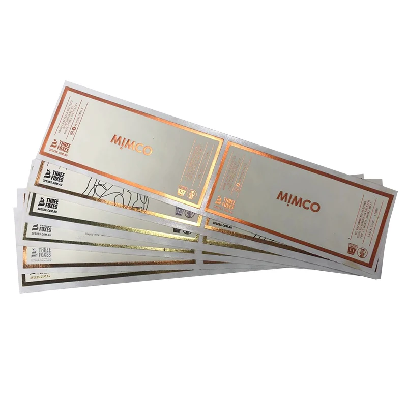 Custom Gold Foil Embossed Waterproof Personalized Sticker Red Wine Liquor Self Adhesive Bottle Printing Label