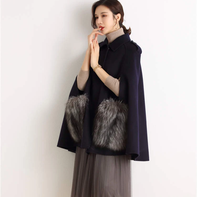 Wholesale autumn and winter long sleeve fashionable woolen sheepskin ladie woolen coat