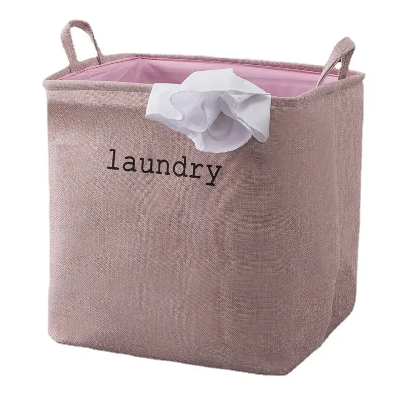 Large Foldable Laundry Basket Laundry Storage Organizer Bag Cotton Bedroom Storage Bag Hamper Dirty Clothes Basket with Handle