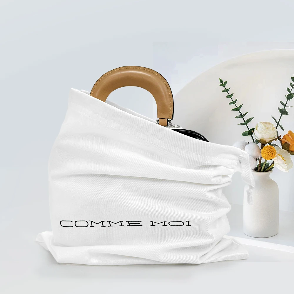 Hot Sale Stripe Custom Printed Logo Packaging Gift Cosmetic Thickened Fabric Cotton Pouch Canvas Drawstring Dust Bag for Handbag