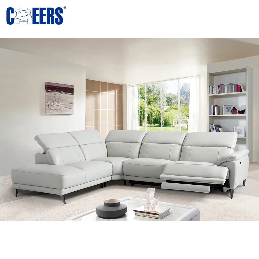 MANWAH CHEERS Multifunctional Luxury Sofa Set Leather Corner Sofa With Usb Charger Living Room Furniture 4 Seater Sofa