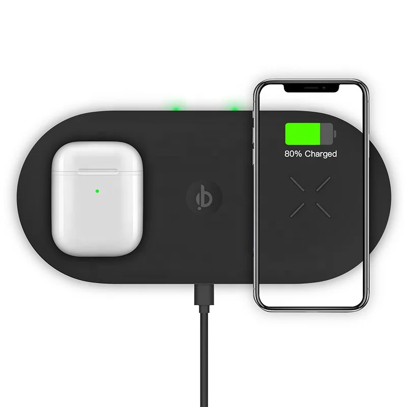New Arrival Origin Design Dual Fast Charge 10W Wireless Charging Pad 2 in 1 wireless Charger for Phone and Airpods