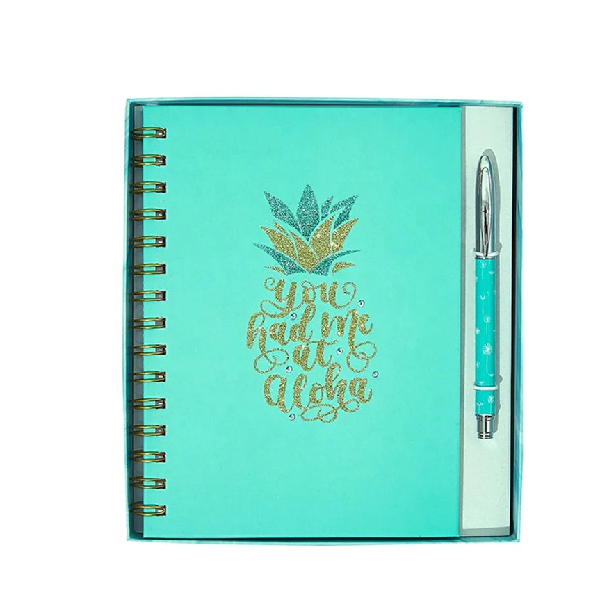 2020 New Product Pineapple Notebook And Pen Gift Set, Custom Luxury Office Stationery Set