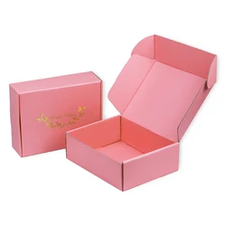 Custom Logo Apparel Packaging Pink 3-layer E Flute Mailer Paper Cardboard Shipping Mailing Packing Corrugated Box