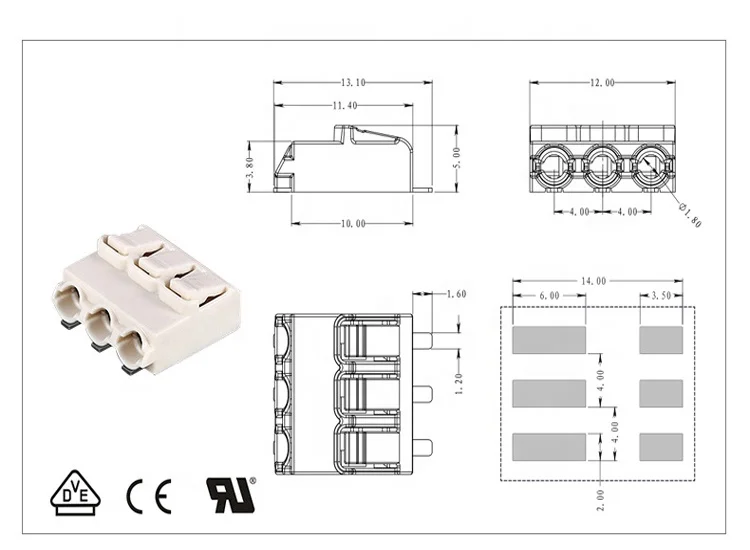 Factory Price Hot Sale 1/2/3 Pin SMD PCB Terminal Block Connector Wire to LED Board 2060 Series