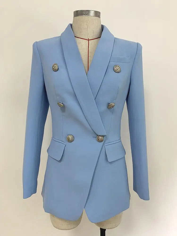 2020 new arrivals long sleeve double -breasted  shawl collar embellished ladies blazer