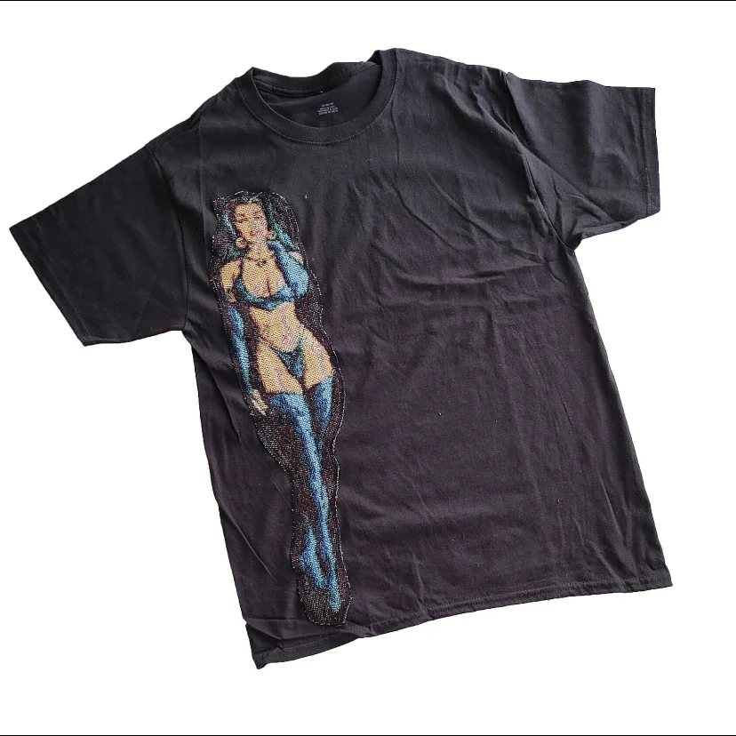 New Design Anime Woven Jacquard Tapestry Tshirts Streetwear Tees Tapestry Blankets Short Sleeves Shirts