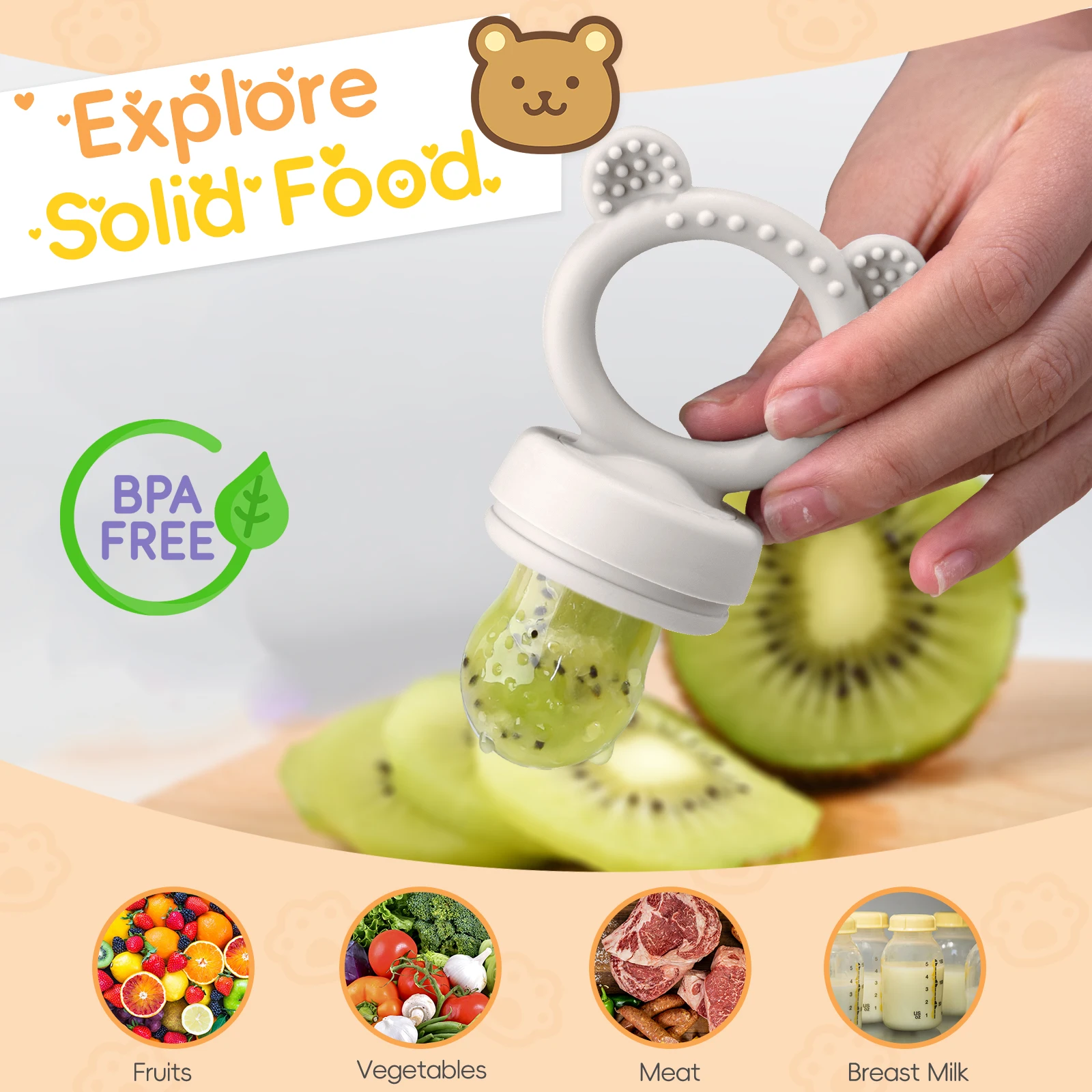 Silicon Baby Tteether 2024 Baby Fruit vegetable Feeder Pacifier Foodie Feeder Trending New Baby Bpa Free
