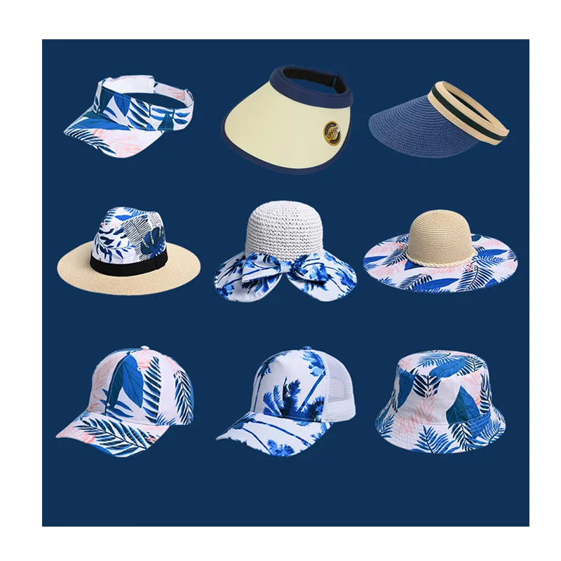 Klein Summer Handmade Sun Sunscreen Straw Hat Female Summer Beach Hat Klein Blue Baseball Cap