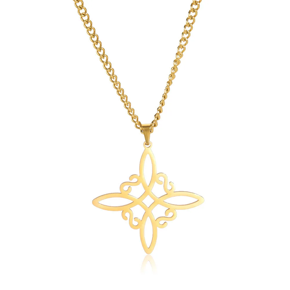 Four sided Celtic knot titanium steel pendant necklace Stainless steel necklace Party Jewelry Gift Low price wholesale