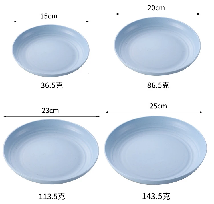 Hot sale fruit plate set wheat straw restaurant dish plates sets for camping