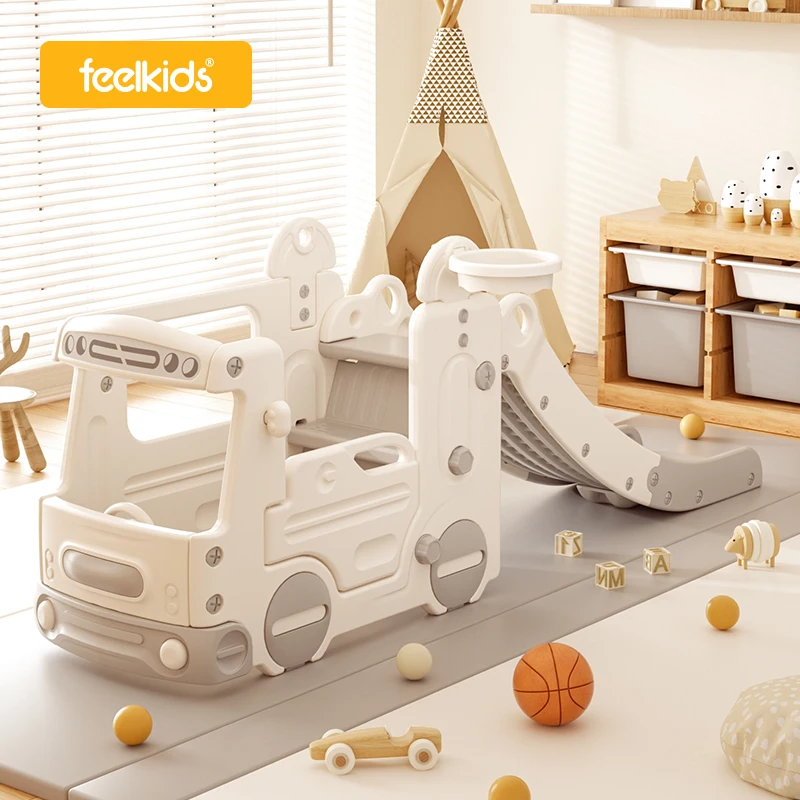 Feelkids веселая и безопасная детская пластиковая горка для мини-автобуса для игр в помещении-отлично подходит для малышей и детей дома