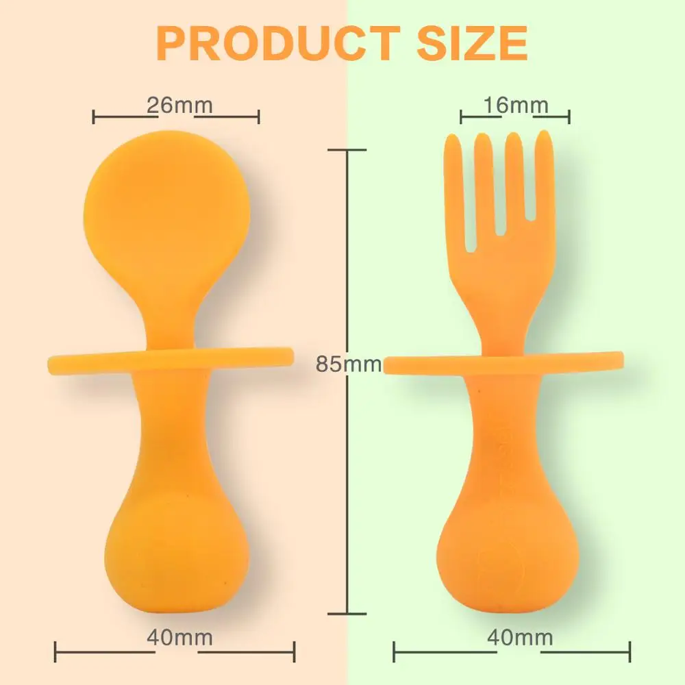 
New Product Silicone Baby Spoons Self Feeding Baby Spoon and Fork Set 