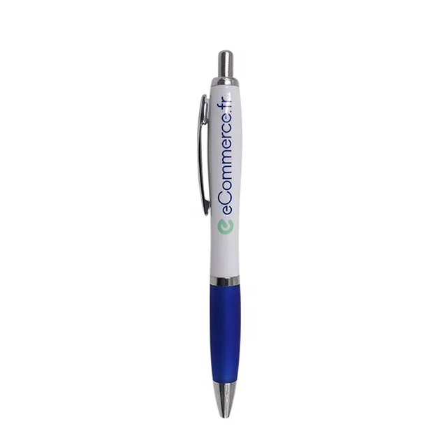 Best cheap promotional custom logo plastic biro ballpoint pens with rubber grip click