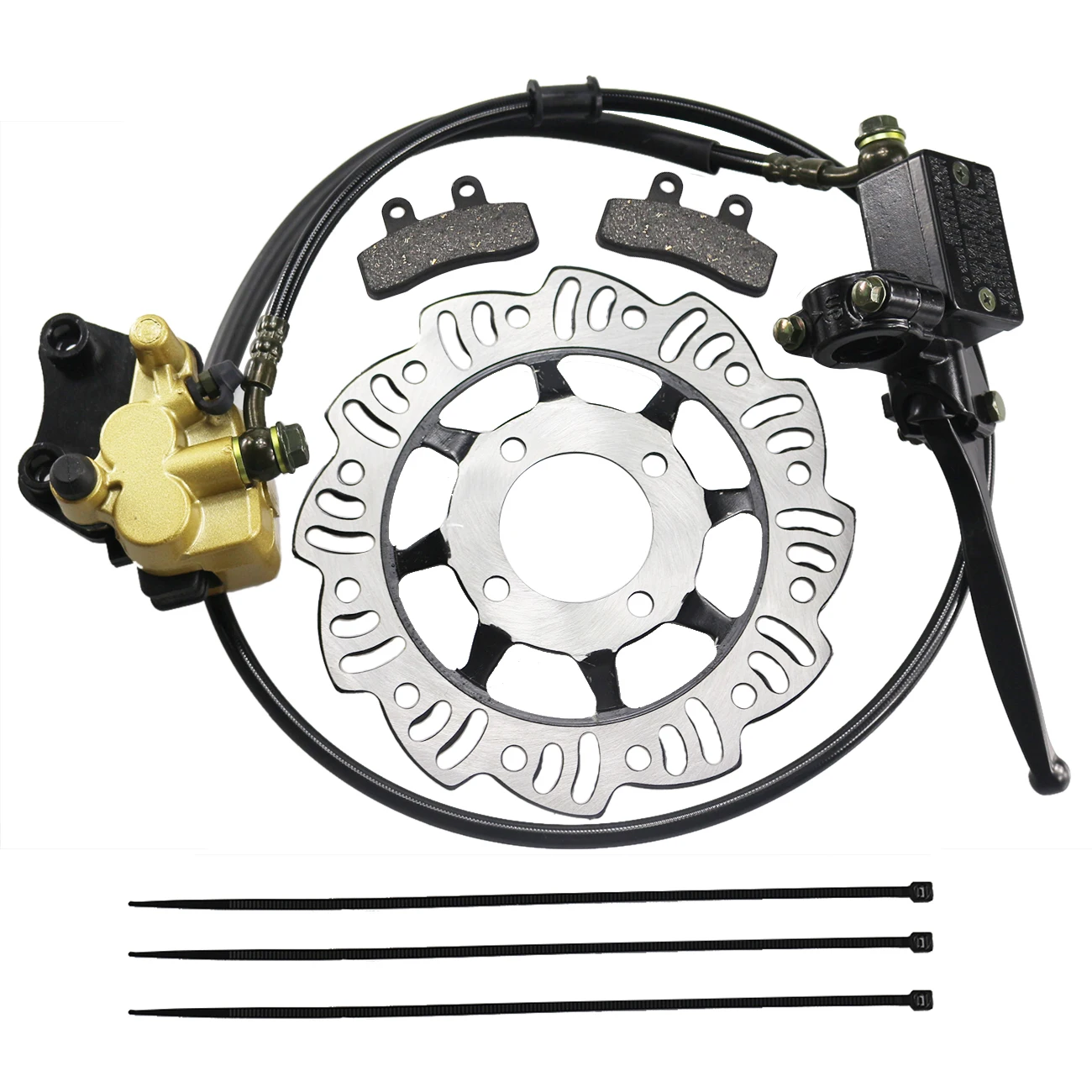 BAT Front Disc Brake Master Cylinder Caliper Front Disc Brake Plate Replacement Brake Pad Assembly for 50cc 70cc 90cc SSR 110cc