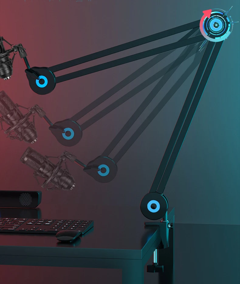 CHARMOUNT Professional Microphone Stand Studio Broadcasting Recording Condenser Microphone Mount Mic Arm