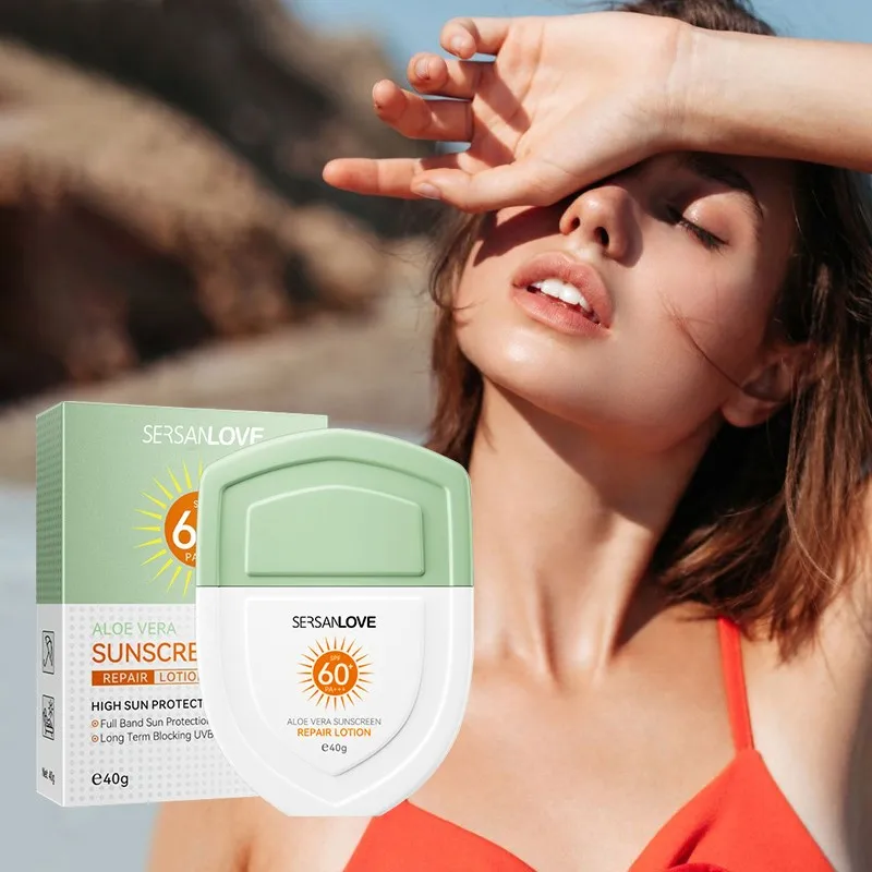 Hot sales High quality OEM Organic UVA UVB 40g Aloe Vera sunblock cream Foundation Moisturizing sunscreen spf 60