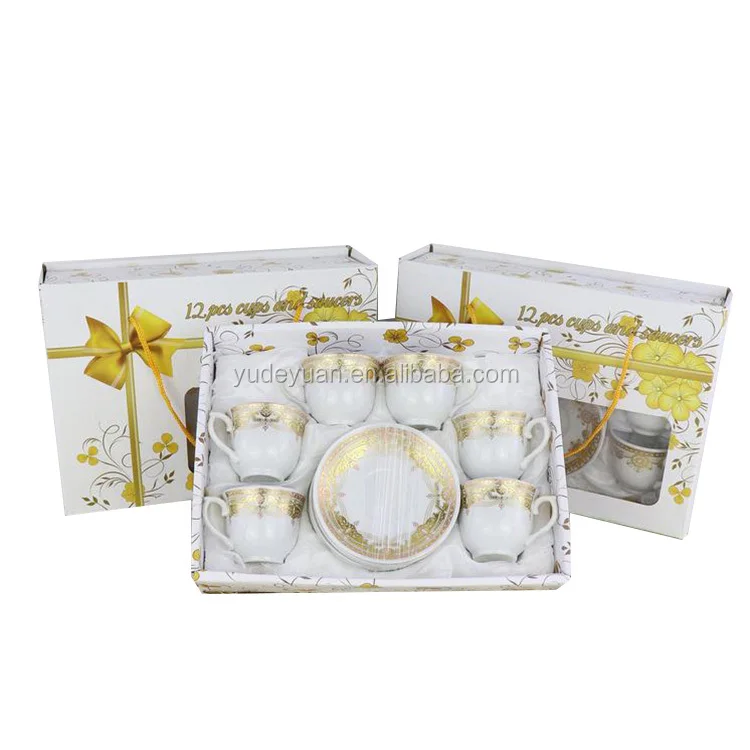 small gift promotion custom china bone turkish arabic coffee cups porcelain set of 12 pieces
